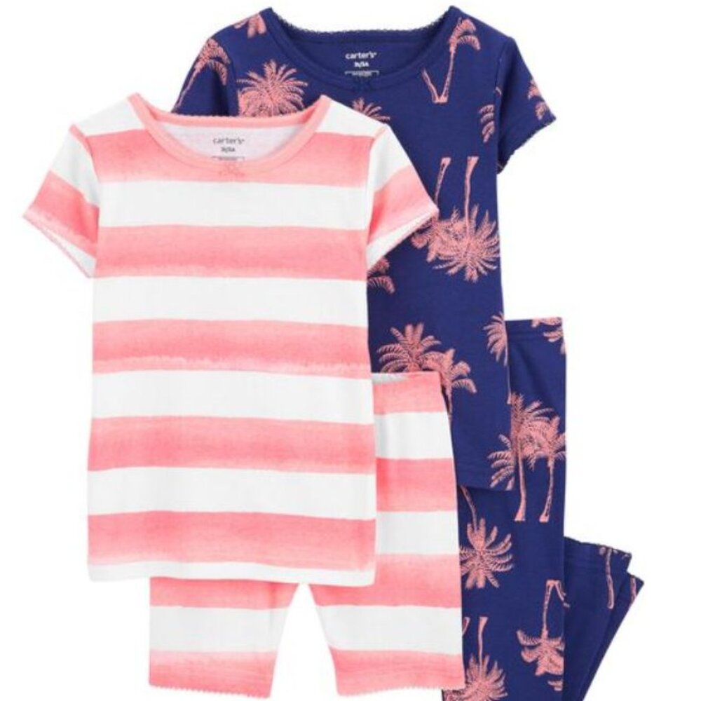 NWT Carter's Toddler 4-Piece Palm Trees 100% Snug Fit Cotton Pajamas Size 5T